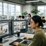 Woman do 3d rendering interior design